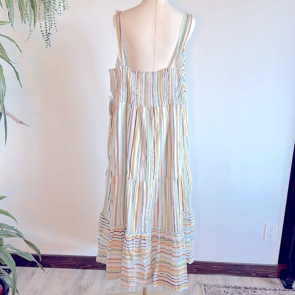 NWT Boho Chic Striped Multicolor Ruffled Hem Long Maxi Dress / Women’s Size 3X - Picture 2 of 8